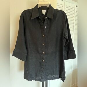 Chico's Black Button Down Linen Shirt Jacket